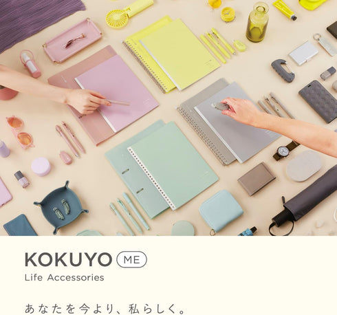 Kokuyo Me Campus Smart Ring Binders, B5 Moon Lime Binder Notebooks, Up to 60 Sheets 26 Holes Slim Binder Folder with 10 Extra Campus Sarasara Loose-leaf Paper for Work, Study and Journal, Japan Import by KOKUYO