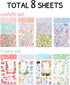 Cute Essential Kawaii Aesthetic Stationery Sticker Pack - 8 Sheets (258+ Stickers) for Planners, Journals, Gifts