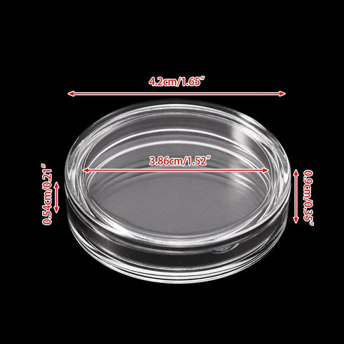 Hisocute 38.6mm Round Acrylic Coin Storage Box Clear Container Organizer For Home Bedroom Office Bookshelf Show Storage