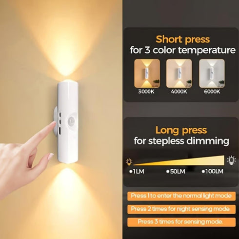 HIDEZHI (4, 7-Color) Rechargeable Smart LED Motion Sensor Ambient Light, Rechargeable Dynamic RGB LED Wall Lamp