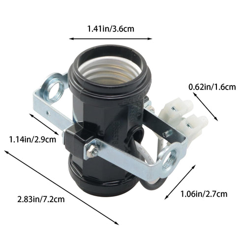 WELWIK Bulb E27 Black Phenolic Resin Double Socket Medium Sized Base with Terminal Block Suitable for Chandeliers