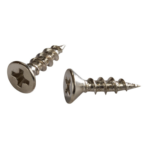 100 Pack Rok Hardware #7 x 5/8" Deep Coarse Thread Phillips Flat Head Wood Screws, Nickel Plated.