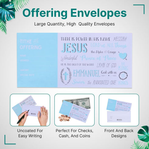 Cash Envelopes for Tithes and Offering, Pack of 100 - Tithe Offering Envelopes for Church, Fits Cash & Coins