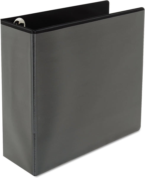 Universal UNV30753 4 in. Capacity Deluxe Easy-to-Open D-Ring View Binder - Black, 11 in. x 8.5 in.