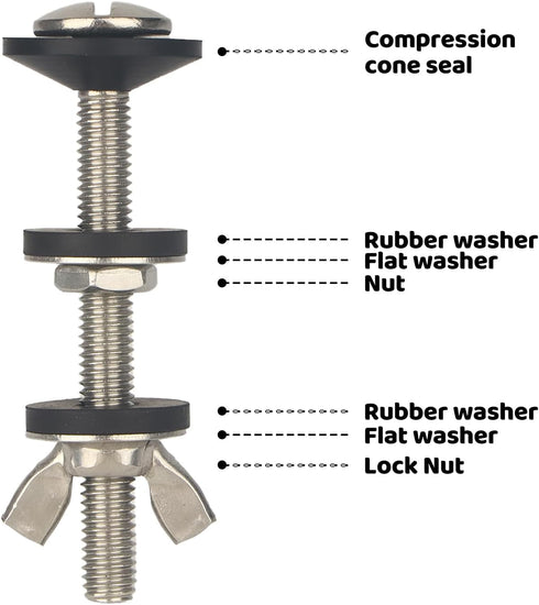 Universal Toilet Tank to Bowl Gasket & Bolts, 2 Kind Gasket and 4 Pieces 5/16 * 3.15 Inch Toilet Tank Bolts