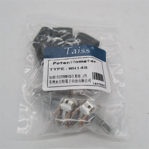 Taiss 5pcs 50K Ohm Potentiometers, Volume Control, 6 Pins Split Shaft Rotary Linear Dual Taper