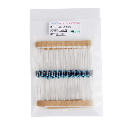 BOJACK 630 Pcs 17 Values Resistor Kit 0 Ohm-1M Ohm with 1% 1/4W Metal Film Resistors Assortment