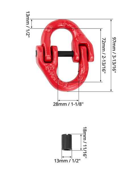 QWORK 10 Pcs Red Painted G80 Alloy Steel Connecting Link, 3/8", 7100 lbs Working Load Limit