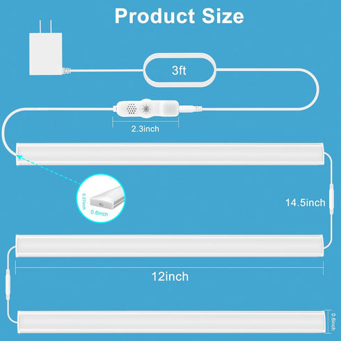 3 12 Inch Counter Dimmable Counter, Maylit Under Cabinet Lights Plug in, Pcs Ultra Thin Under Cabinet Lighting, Super