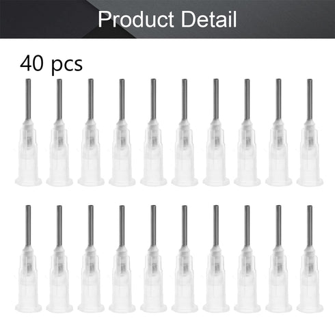 Utoolmart Industrial Dispensing Needle, 40pcs Blunt Needle, Stainless Steel Precision Applicator, 17G, Transparent Color