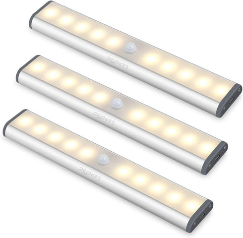 LEPOTEC LED Under Cabinet Lighting,Closet Lights Motion Sensor Light Rechargeable Cabinet Lights