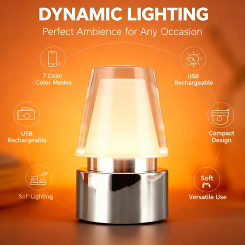 WIHFHGZ RGB Table Lamp, Color Changing USB Rechargeable Acrylic Desk Light, Mini Portable - Soft Ambient Lighting