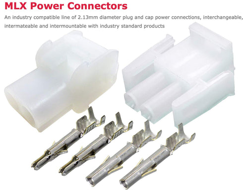 2-Pin Molex 2.13mm (.084") Connector Kit, 14-20 AWG Arcade Pinball (3-Set)