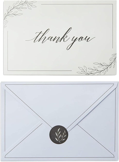 Pipilo Press 4 6 48-Pack, Set Sympathy Thank You Cards with Envelopes & Sticker Seals for Funeral - x in, Black & White