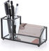 Hipiwe Glass Business Card Holder, Metal Pen Pencil Storage for Desk, Clear Business Card Display Organizer (Black)