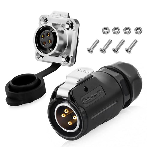 4 Pin Connector, Waterproof Industrial Solder Connector for Automotive, Power, Marine, and Solar Energy