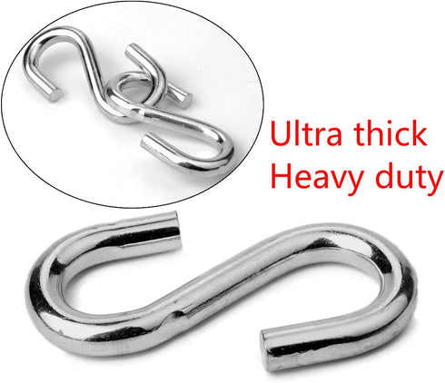 Flammi 2 Pack Heavy Duty S Hooks for Hanging Hammock Stand, Swing Plants, Max 500 Lbs, 3 Inch Long, 5/16 Inch Thick