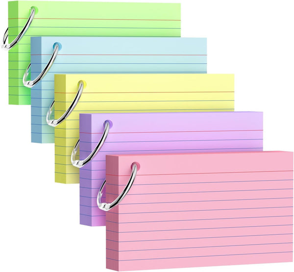 AILZFEI 250 Count Index Cards 3x5 Inch with Key Ring, 180gsm Heavy Weight
