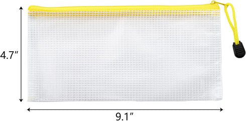 Hedume 50 Pack 10 Colors Zipper Mesh Pouch, Waterproof Plastic Zip File Bags for Travel and Office Supplies