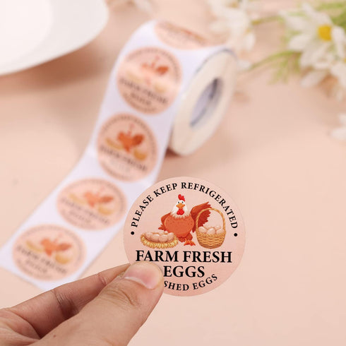LUTER 2 inch Packaging (500pcs) Farm Fresh Eggs Carton Labels, Colorful Round Farm Fresh Stickers Egg Carton Stickers