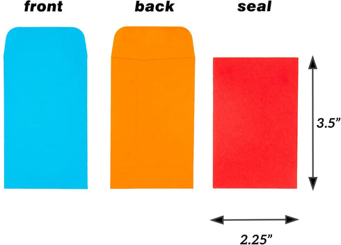 ESSENTIAL #1 200 Piece Coin Envelopes 2.25" x 3.5" with Gummed Flap, Small Parts Envelope for Home and Office Use (Assorted -200) by ESSENTIAL