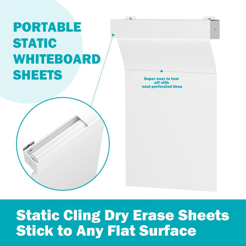 Static Cling Dry Erase Sheets, Removable Reusable Whiteboard Poster Paper for Wall, Portable White Board