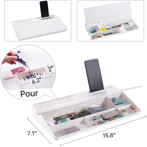 Small Glass Desktop Whiteboard, Dry-Erase Board with Aromatherapy and Desk Organizers for Office