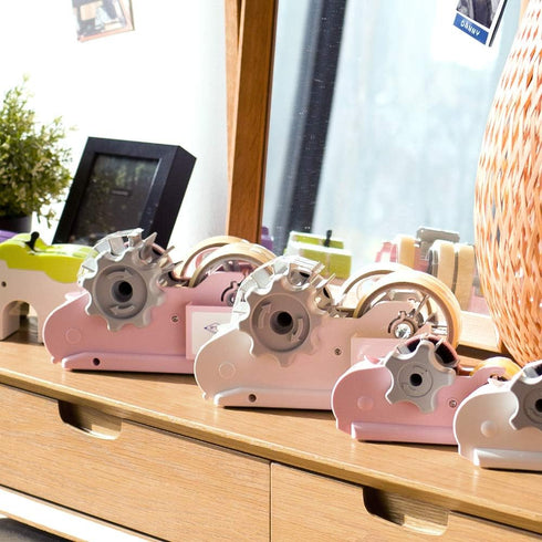 MoTEX Tape Dispenser Compatible with 3 Inch Core Tapes, 3 Rolls of Transparent Tapes with Dispenser