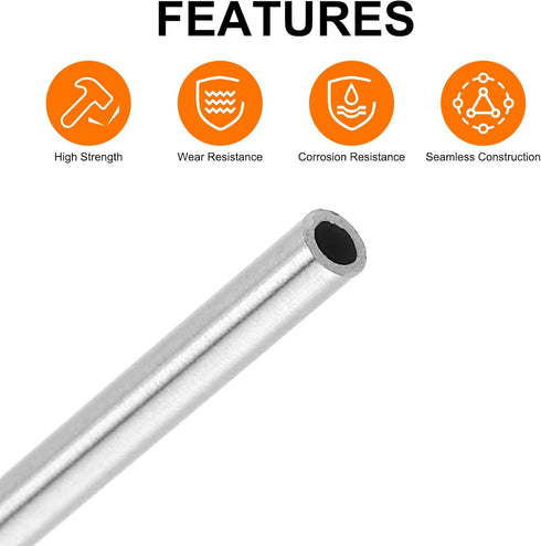 uxcell 5Pcs 304 Stainless Steel Tube, OD 4mm x 1mm Wall Thick, 250mm Length Capillary Metal Tubing