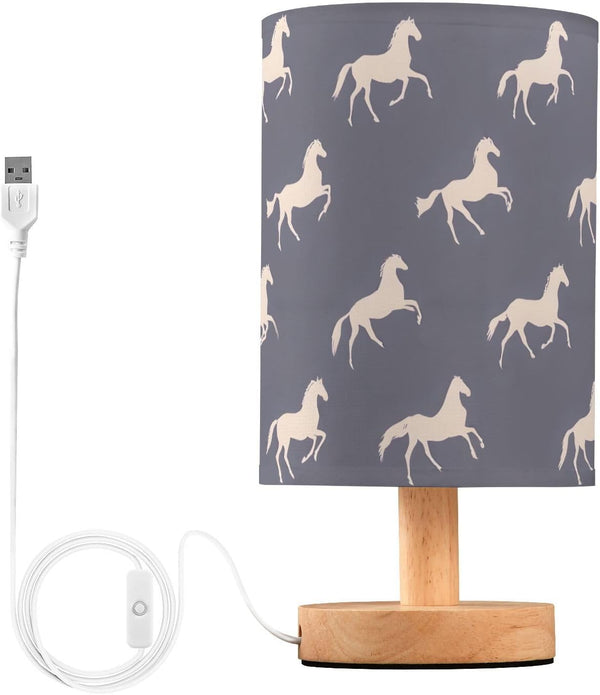 ALAZA Bedside Table Lamp Horse Purple Lamp for Girls Boys Bedroom with