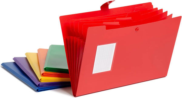 Smead Poly Expanding File, 5 Pockets, Snap Cord Closure, Letter Size, Assorted Colors, 6 per Pack