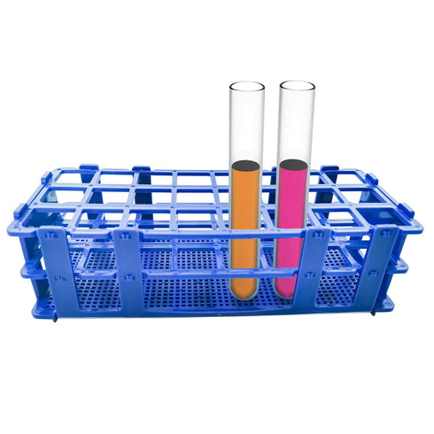3 Packs Plastic Test Tube Rack, 24 Holes Lab Holder for 25mm Test Tubes, Blue, Detachable