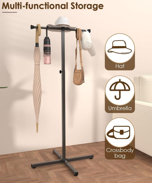 Ansionsol 42-48 Inch 2 Adjustable Height Shopping Bag Rack, Heavy Duty Metal T-shaped Grocery Bag Holder for Retail