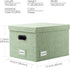 PRANDOM File Organizer Box - Set of 4 Collapsible Decorative Linen Filing Storage Hanging File Folders Green