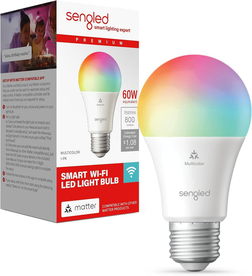 Sengled LED Smart Light Bulbs G2, Matter-Enabled, Color Changing Light Bulb, Smart Bulbs,