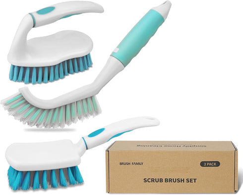3 Pack Set, Scrub Brush Heavy-Duty Scrub Scrubbing Brushes for Cleaning, Grout Brush with Stiff Bristles Cleaning Brush