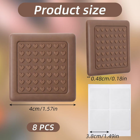 DOPENSPI 8 Pcs Anti-Slip Cutting Board Stabilizer Pads, Self-Adhesive Square Pads for Cutting Board Rubber Grippers