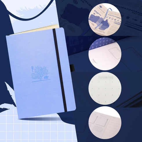 Dingbats - Earth Dotted A5 Medium Notebook, Sky Blue Great Barrier Reef - Hardcover - Cream 100gsm Ink-Proof Paper - Numbered Pages, Index & Key Pages by Dingbats* Notebooks