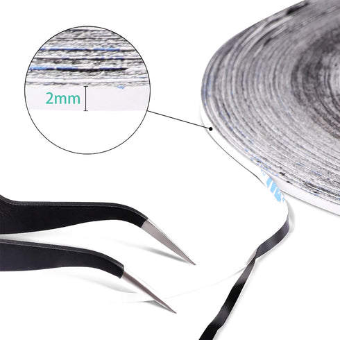 HQMaster 2mm x 50 m Adhesive Sticker Tape, Tweezers, B7000 Adhesive Glue for Use in Cell Phone Repair Double Sided Layer Strong Adhesive Tape Long Roll