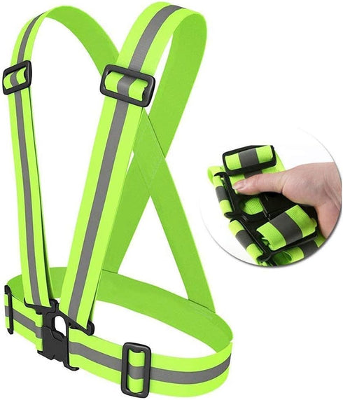 Reflective Vest Running Gear, High Visibility Elastic Adjustable Motorcycle Walking Reflective Vest for Men and Women