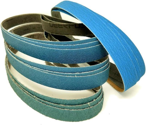 3/8 Inch x 13 Inch Zirconia Sanding Belts, 4 Each of 40/60/80/120 Assorted Grits for Woodworking, Metal Polishing (16