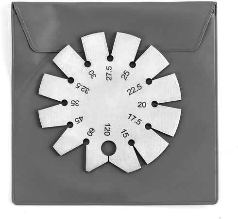 QWORK Bevel Gauge, Stainless Steel Axe Angle Gauge, Round Shape Knife Angle Finder for Measuring Knife Angle