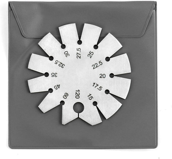 QWORK Bevel Gauge, Stainless Steel Axe Angle Gauge, Round Shape Knife Angle Finder for Measuring Knife Angle