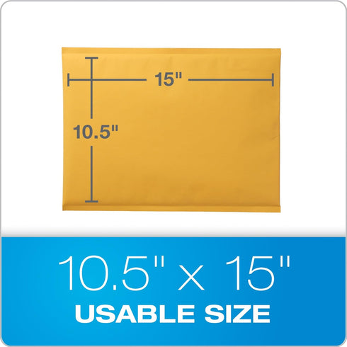 Quality Park Large Bubble Mailers, 10.5 x 15 Durable Brown Kraft Shipping Envelopes, 25/Box (QUA85763)
