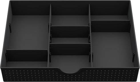 CAXXA 3 Slot Drawer Organizer, Black - 4 Adjustable Dividers for Junk Drawer Storage, Office Desk Supplies
