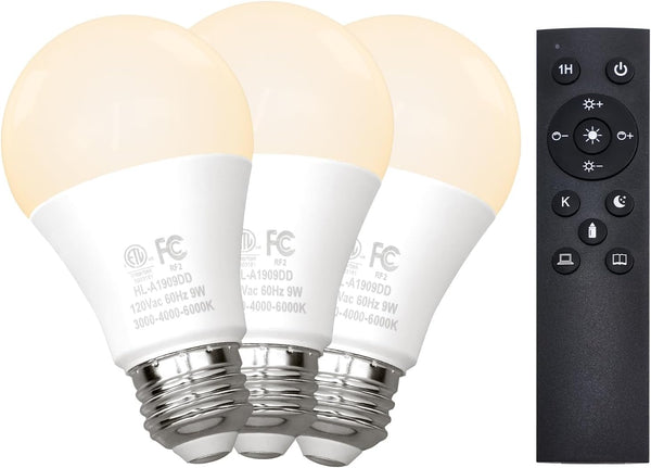 Gupuzm A19 LED Remote Control Bulbs, 800LM 9W, Equivalent to 60W Bulbs,