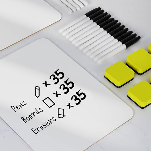 Dry Erase Lapboards, HERKKA 35 Pack Double Sided 9 x 12.5 Inch Boards with 35 Markers and 35 Erasers