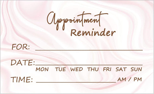 RXBC2011 Appointment Reminder Cards - Marble Pink and Gold, Pack of 100