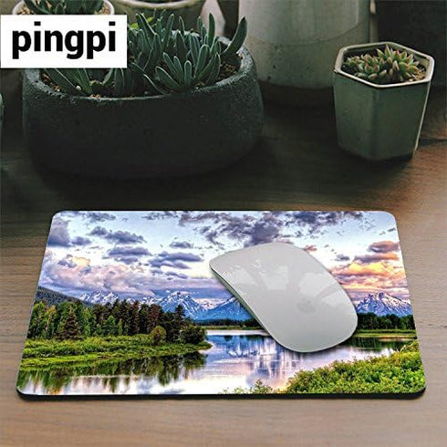 Pingpi Gaming Mouse Pad with Custom Design, Grand Teton Snowy Mountains, 9.5 x 7.9 Inch