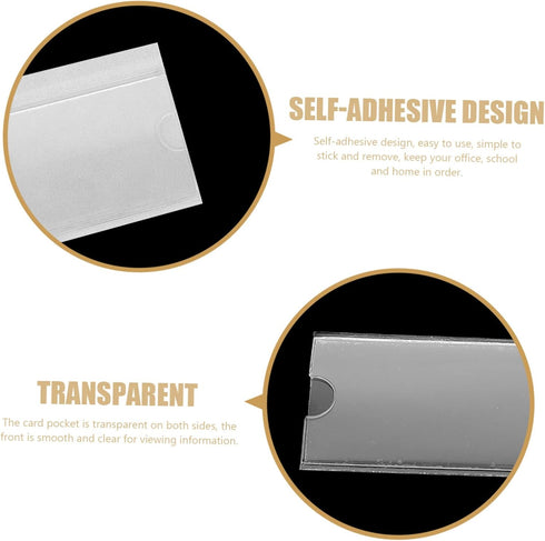 90pcs balacoo Self-Adhesive Transparent Card Sleeves for Organizing Labels and Material Cards for Whiteboards Monitors